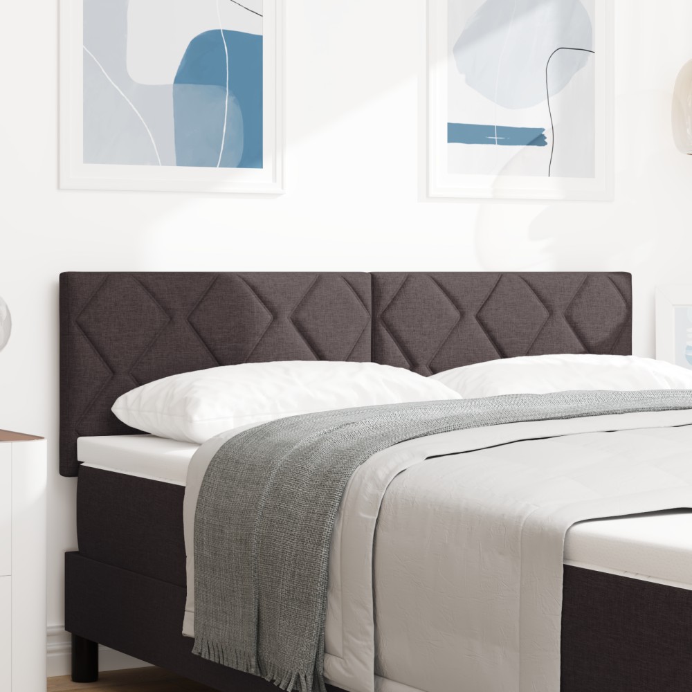Cap de pat LED vidaXL cu design blocuri în diamant maro închis 160 cm țesătură