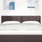 Cap de pat LED vidaXL cu design blocuri în diamant maro închis 160 cm țesătură Cap de pat LED vidaXL cu design blocuri în diamant maro închis 160 cm țesătură