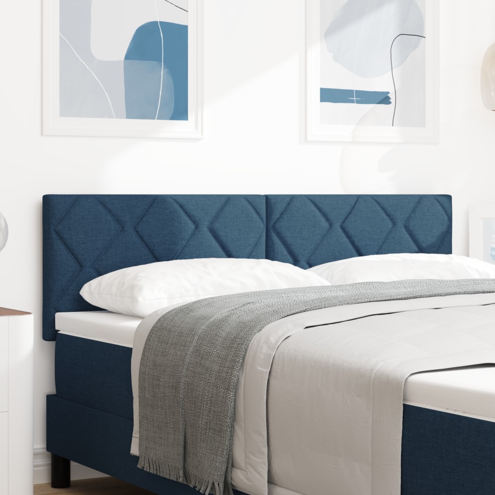 Suport de Cap LED vidaXL cu design blocuri diamantate Albastru 160 cm Țesătură