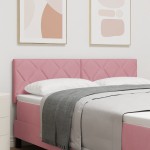 vidaXL Tăblie LED cu lumini cu bandă LED Geometric Roz 160 cm Catifea vidaXL Tăblie LED cu lumini cu bandă LED Geometric Roz 160 cm Catifea
