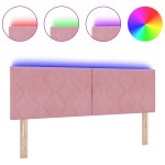 vidaXL Tăblie LED cu lumini cu bandă LED Geometric Roz 160 cm Catifea vidaXL Tăblie LED cu lumini cu bandă LED Geometric Roz 160 cm Catifea
