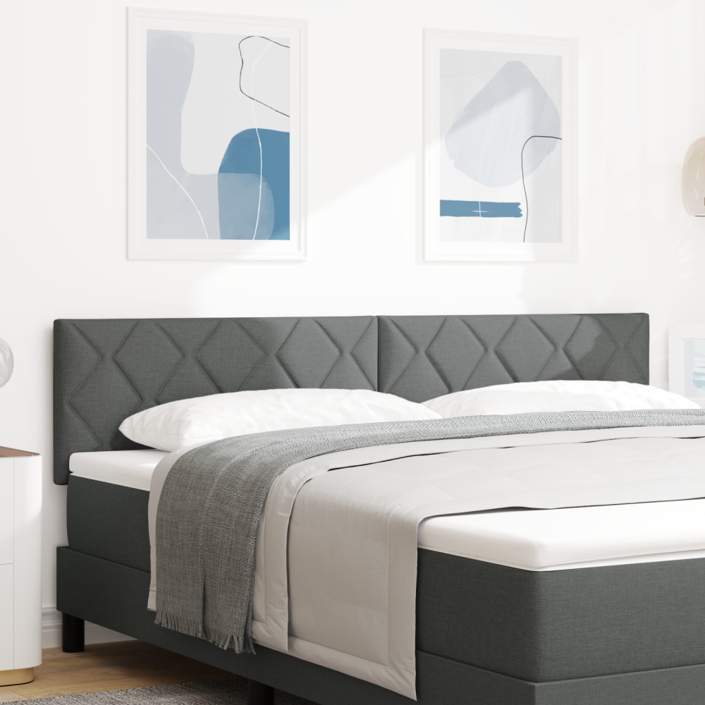 vidaXL Cap de Pat LED Design Blocuri în Diamant Gri Întunecat 180 cm Țesătură