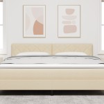 Cap de Pat LED vidaXL Design Geometric Crem 180 cm Țesătură Cap de Pat LED vidaXL Design Geometric Crem 180 cm Țesătură