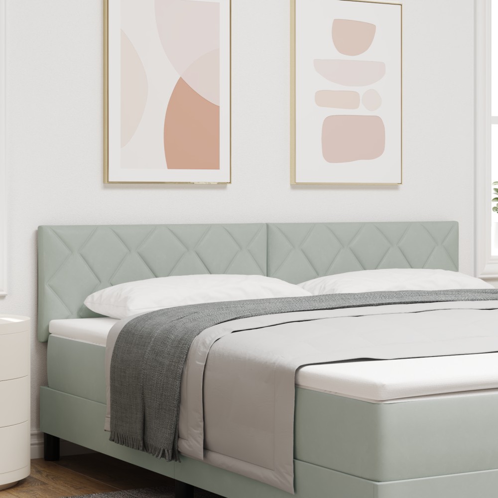 vidaXL Tăblie LED cu lumini cu bandă LED Gri deschis 180 cm Catifea