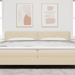 Cap headboard LED vidaXL Design blocuri de diamant Crem 200 cm Țesătură Cap headboard LED vidaXL Design blocuri de diamant Crem 200 cm Țesătură