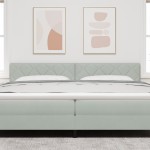 vidaXL Tăblie LED cu lumini cu bandă LED Gri deschis 200 cm Catifea