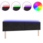 vidaXL Tăblie LED cu lumini cu bandă LED Manual Negru 200 cm Catifea