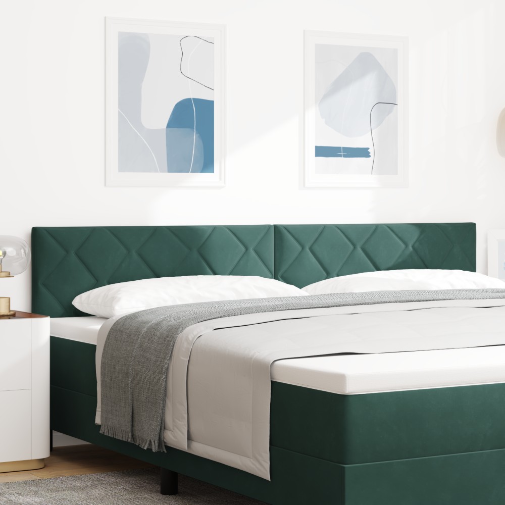 vidaXL Cap de pat LED design cu blocuri de diamante, verde închis, 200 cm din catifea