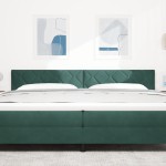 vidaXL Cap de pat LED design cu blocuri de diamante, verde închis, 200 cm din catifea vidaXL Cap de pat LED design cu blocuri de diamante, verde închis, 200 cm din catifea