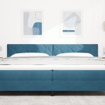 vidaXL Cap de pat LED Design cu blocuri de diamant Albastru închis 200 cm Catifea vidaXL Cap de pat LED Design cu blocuri de diamant Albastru închis 200 cm Catifea