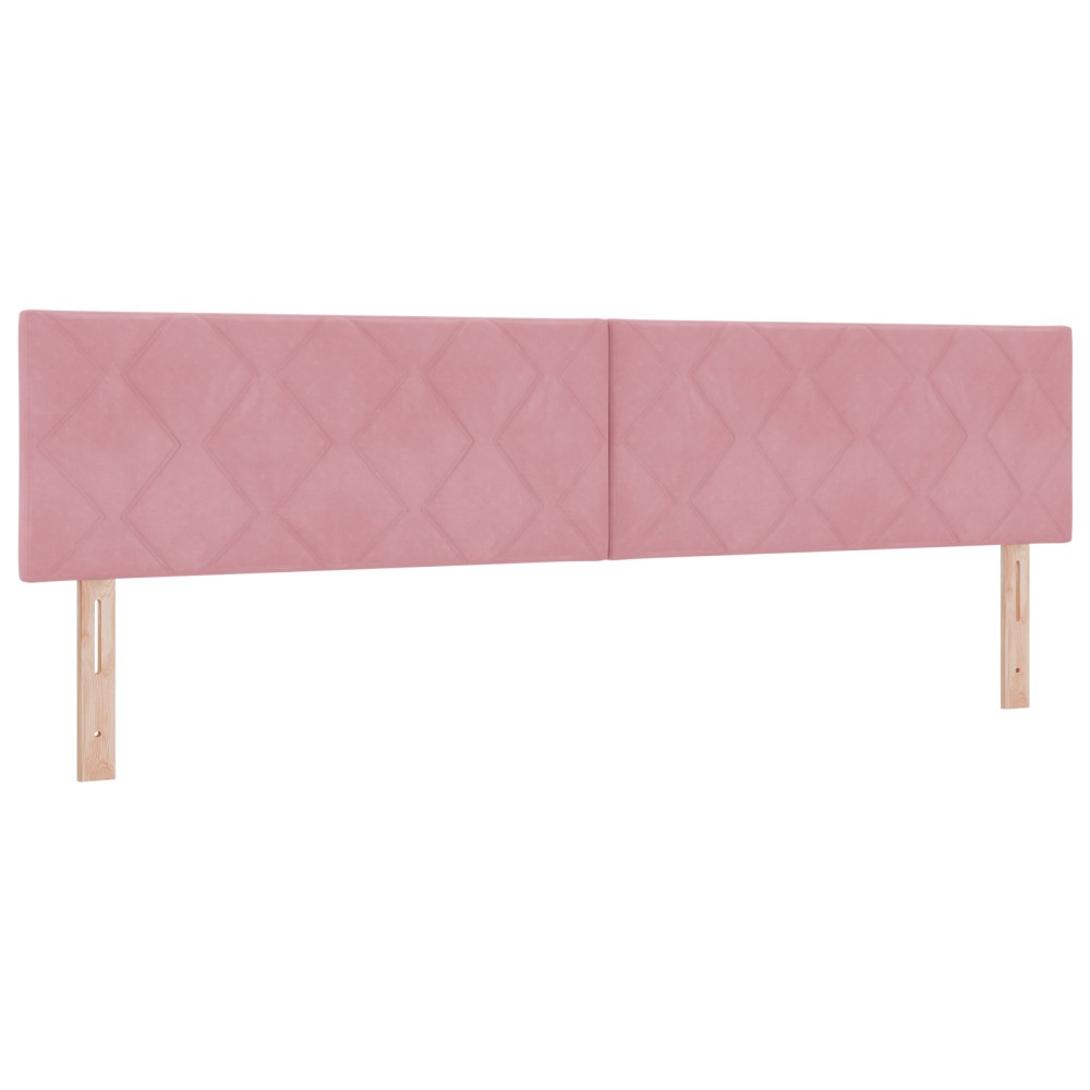 vidaXL Tăblie LED cu lumini cu bandă LED Geometric Roz 200 cm Catifea