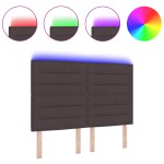vidaXL Tăblie LED cu lumini cu bandă LED Maro închis 160 cm țesătură