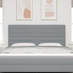 vidaXL Cap de pat LED Design Linii Gri Deschis 90 cm Țesătură
