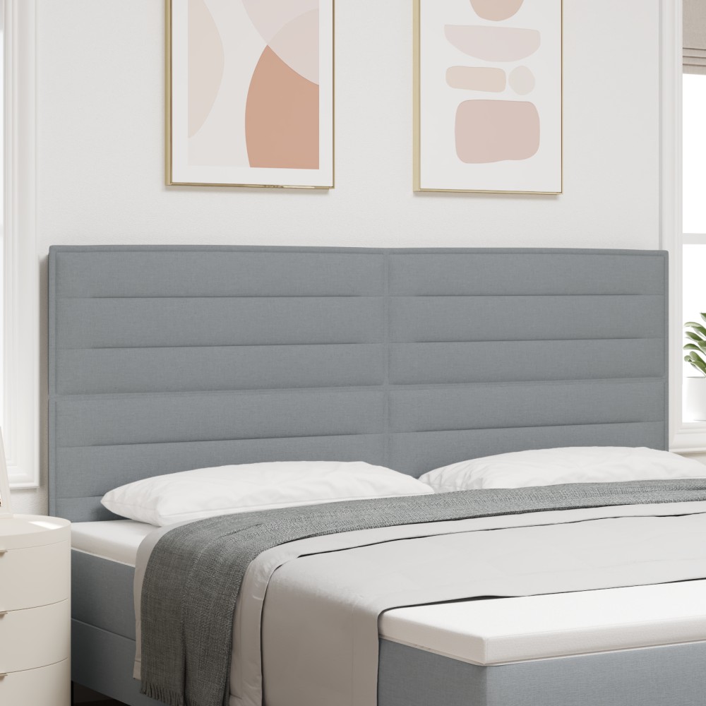 vidaXL Cap de pat LED Design Linii Gri Deschis 200 cm Țesătură