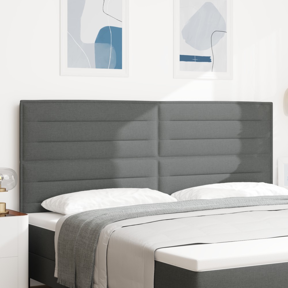 vidaXL Cap de pat cu LED-uri Design Linii Gri Închis 100 cm Țesătură