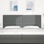 vidaXL Cap de pat cu LED-uri Design Linii Gri Închis 100 cm Țesătură vidaXL Cap de pat cu LED-uri Design Linii Gri Închis 100 cm Țesătură