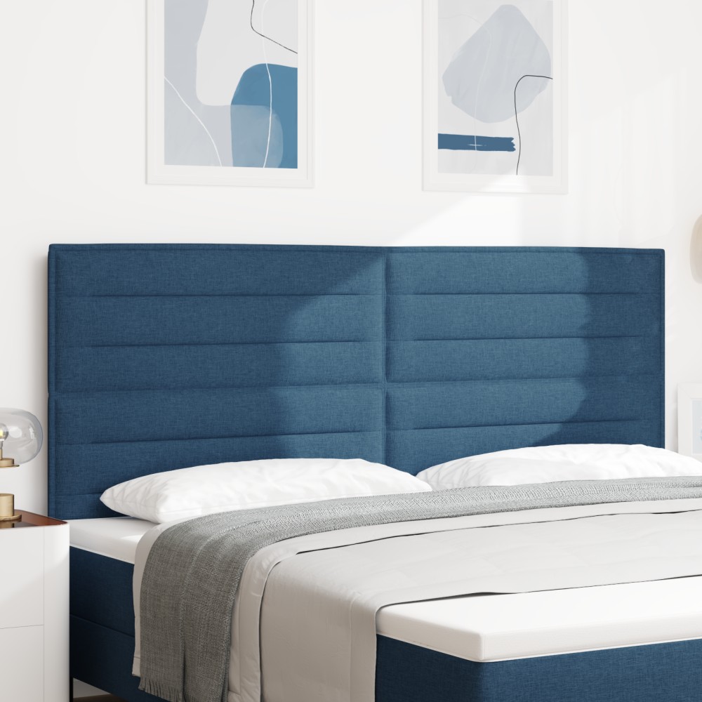 vidaXL Cap de Pat LED Design Linii Albastru 200 cm Țesătură