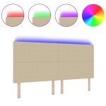 vidaXL Tăblie LED cu lumini cu bandă LED Gri verde 200 cm țesătură