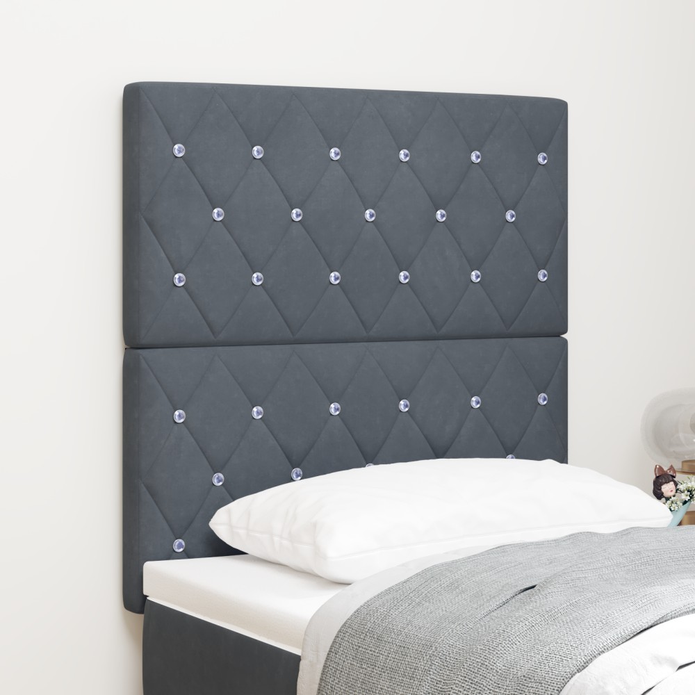 vidaXL Tăblie LED cu lumini cu bandă LED Gri închis 80 cm Catifea