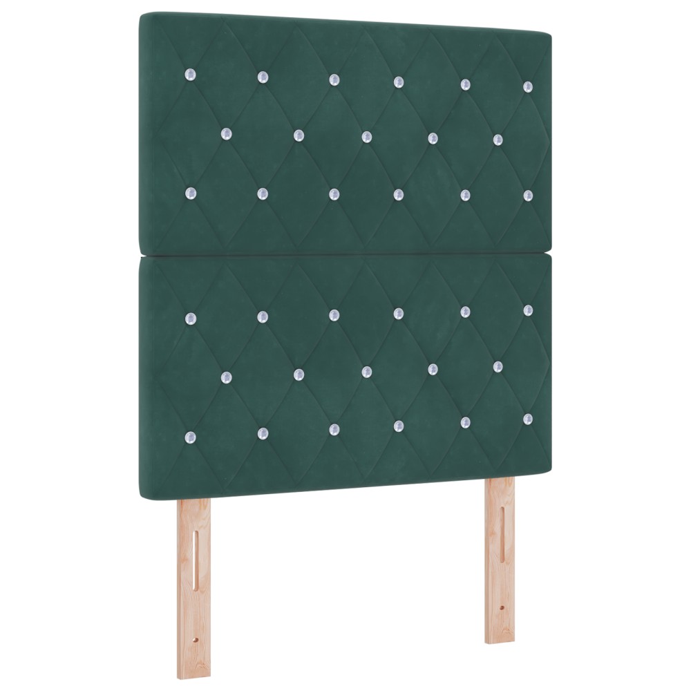 vidaXL Cap de Pat cu LED Verde Închis, 80 cm, Tapițat