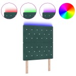 vidaXL Cap de Pat cu LED Verde Închis, 80 cm, Tapițat