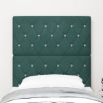 vidaXL Cap de Pat cu LED Verde Închis, 80 cm, Tapițat