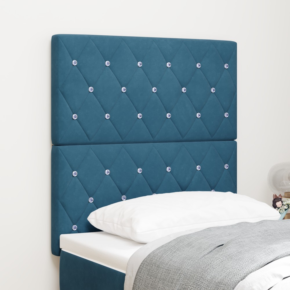 vidaXL Tête de lit LED albastru închis, 80 cm, din catifea