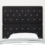 vidaXL Tăblie LED cu lumini cu bandă LED Argyle Negru 90 cm Catifea vidaXL Tăblie LED cu lumini cu bandă LED Argyle Negru 90 cm Catifea