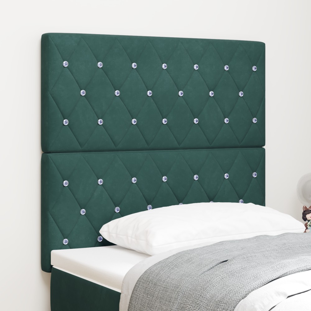 vidaXL Tăblie LED cu lumini cu bandă LED Verde închis 90 cm Catifea
