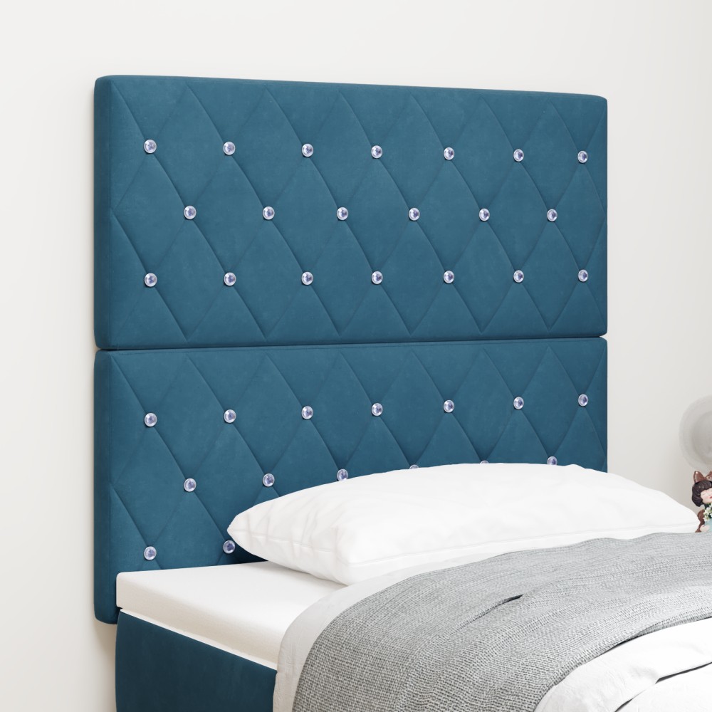 vidaXL Tăblie LED cu lumini cu bandă LED Albastru închis 90 cm Catifea