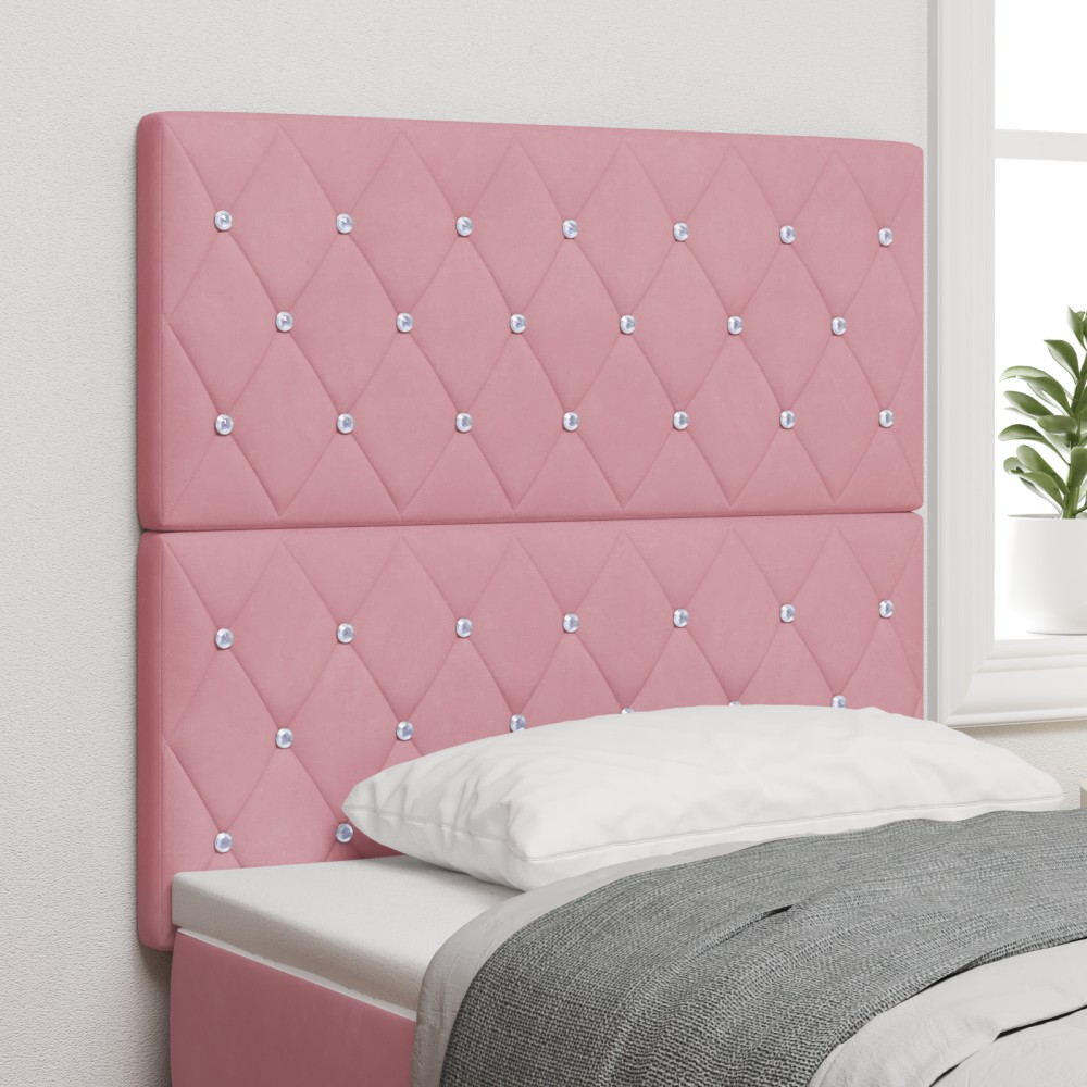 vidaXL Tăblie LED cu lumini cu bandă LED Argyle Roz 90 cm Catifea