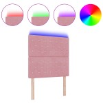 vidaXL Tăblie LED cu lumini cu bandă LED Argyle Roz 90 cm Catifea vidaXL Tăblie LED cu lumini cu bandă LED Argyle Roz 90 cm Catifea