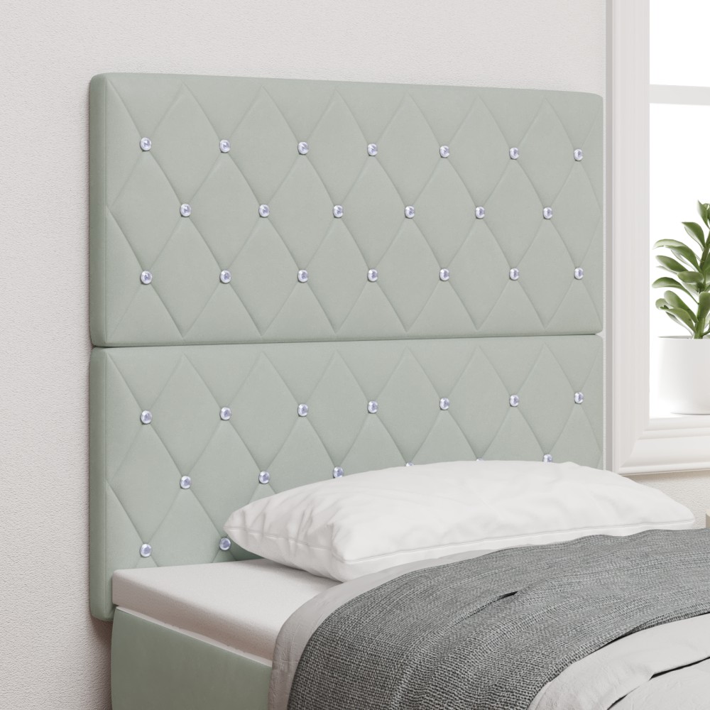 vidaXL Cap de pat LED gri deschis, 100 cm, din catifea