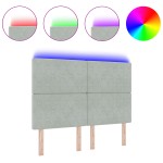 vidaXL Tăblie LED cu lumini cu bandă LED Gri deschis 144 cm Catifea