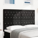 vidaXL Tăblie LED cu lumini cu bandă LED Argyle Negru 144 cm Catifea vidaXL Tăblie LED cu lumini cu bandă LED Argyle Negru 144 cm Catifea