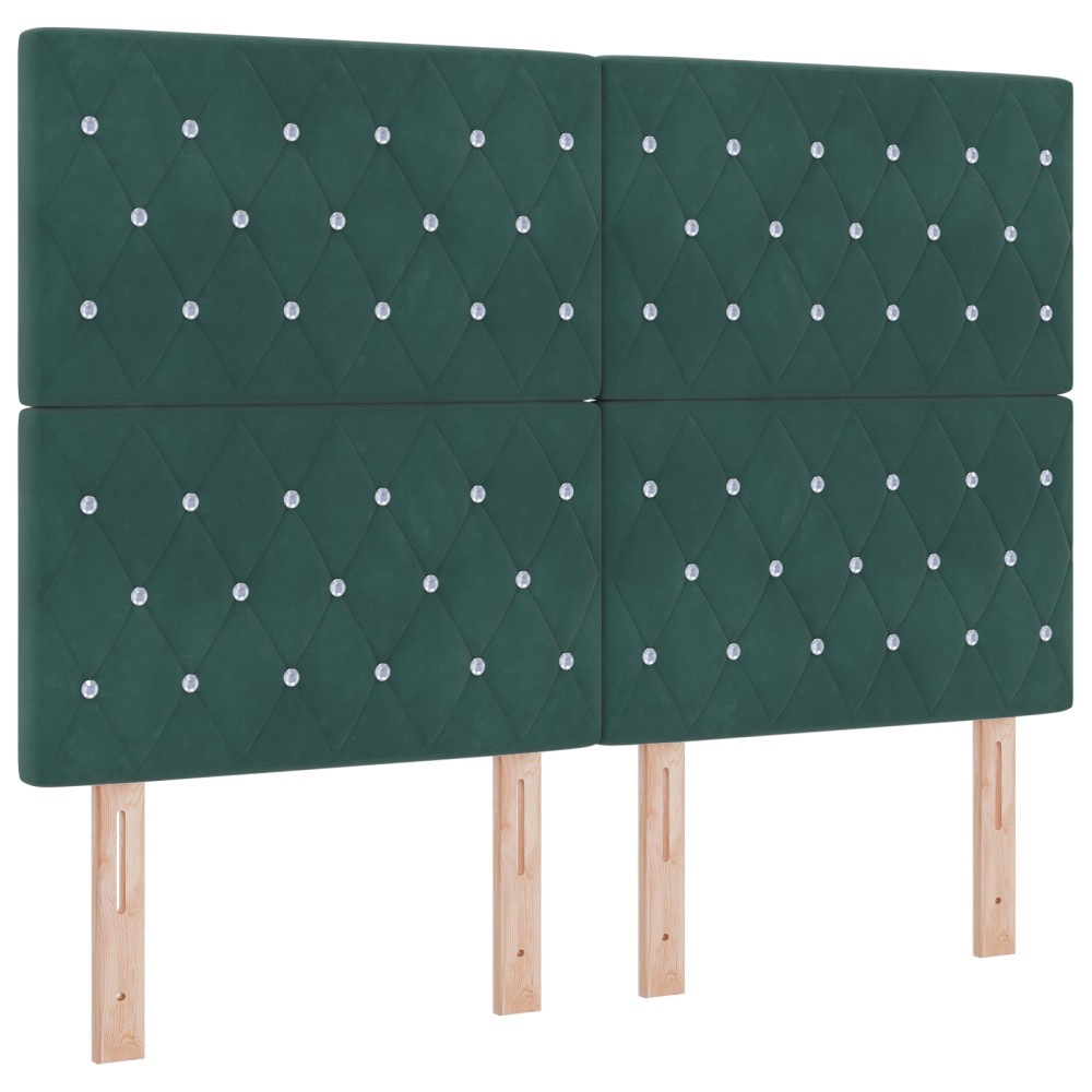 vidaXL Cap de pat LED verde închis 72 cm din catifea