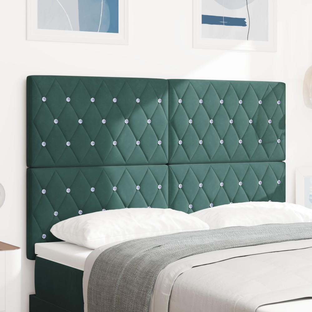 vidaXL Cap de pat LED verde închis 72 cm din catifea