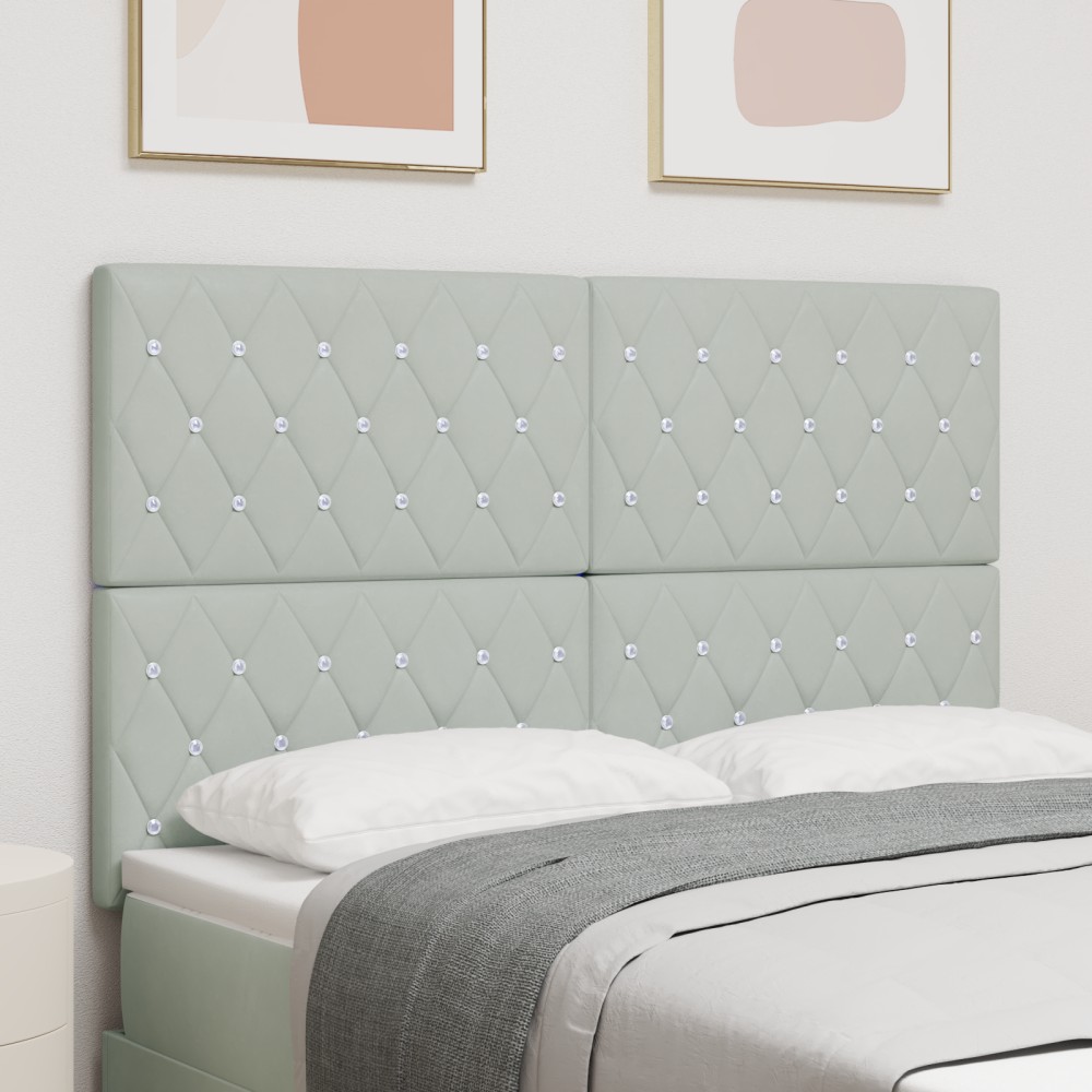 vidaXL Tăblie LED cu lumini cu bandă LED Gri deschis 80 cm Catifea