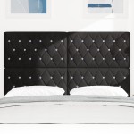 vidaXL Tăblie LED cu lumini cu bandă LED Argyle Negru 80 cm Catifea vidaXL Tăblie LED cu lumini cu bandă LED Argyle Negru 80 cm Catifea