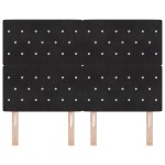 vidaXL Tăblie LED cu lumini cu bandă LED Argyle Negru 80 cm Catifea vidaXL Tăblie LED cu lumini cu bandă LED Argyle Negru 80 cm Catifea