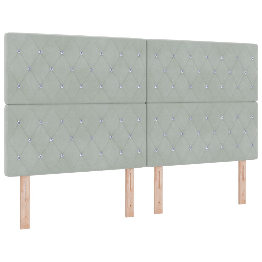 vidaXL Tăblie LED cu lumini cu bandă LED Gri deschis 90 cm Catifea