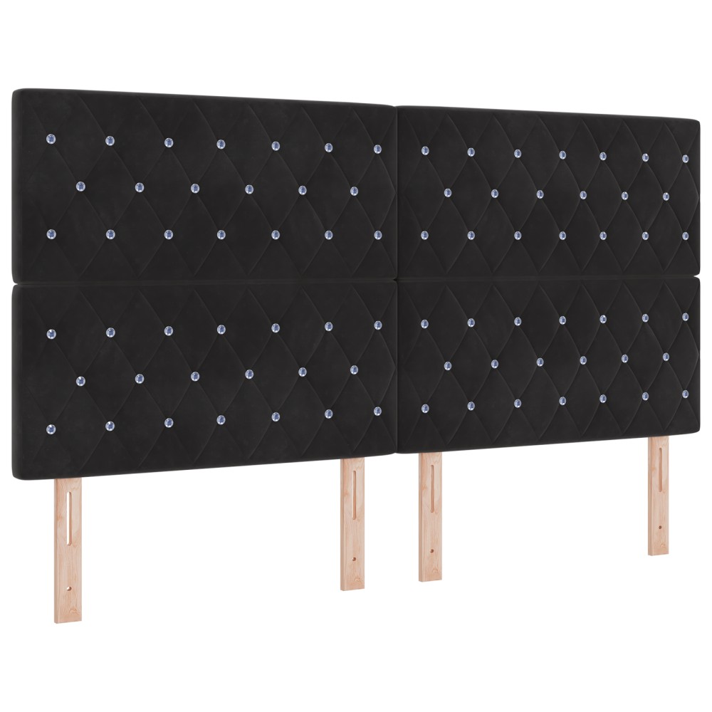 vidaXL Tăblie LED cu lumini cu bandă LED Argyle Negru 90 cm Catifea