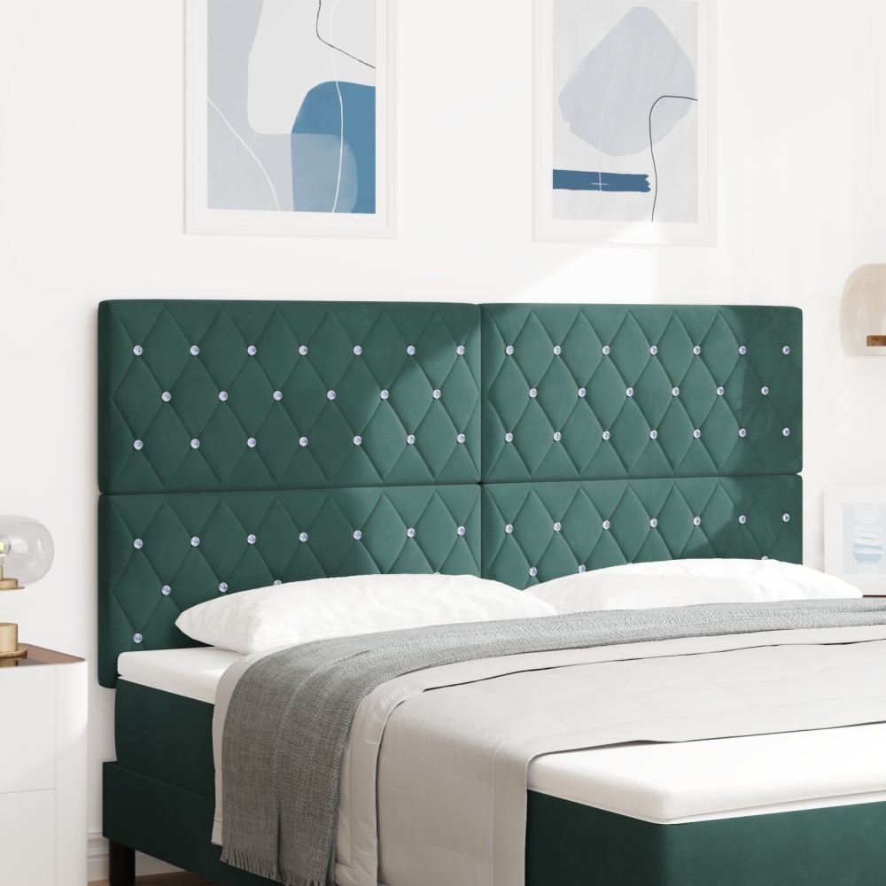 vidaXL Tăblie LED cu lumini cu bandă LED Verde închis 90 cm Catifea