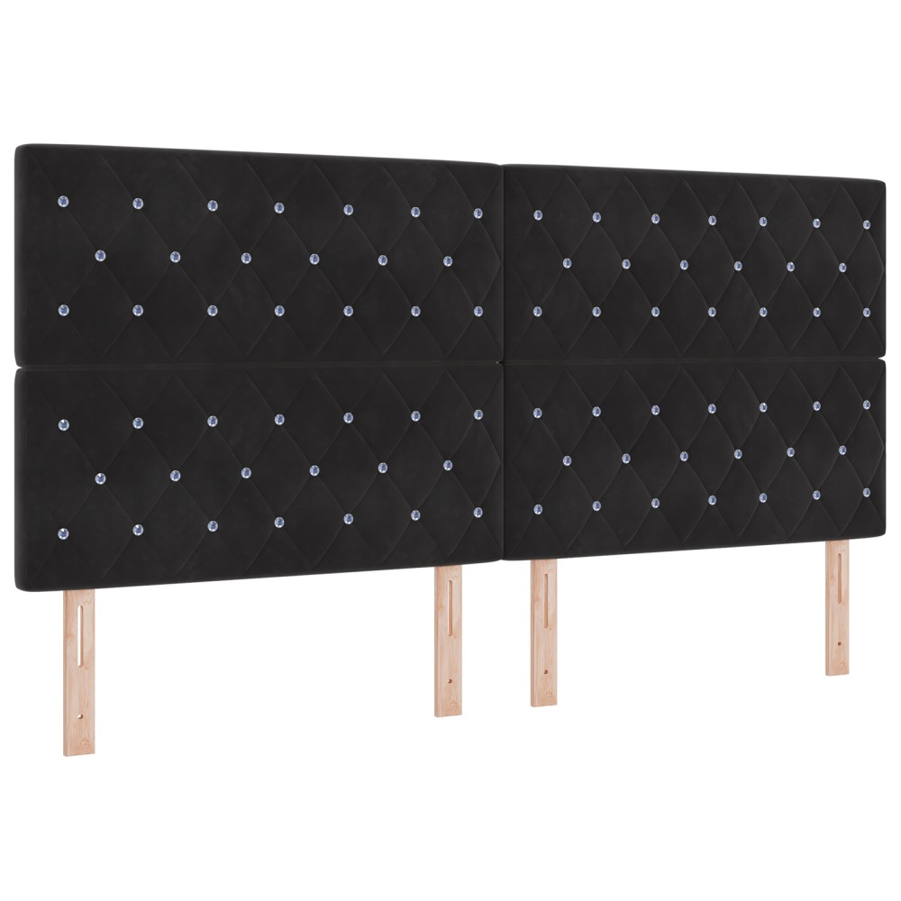vidaXL Tăblie LED cu lumini cu bandă LED Argyle Negru 100 cm Catifea