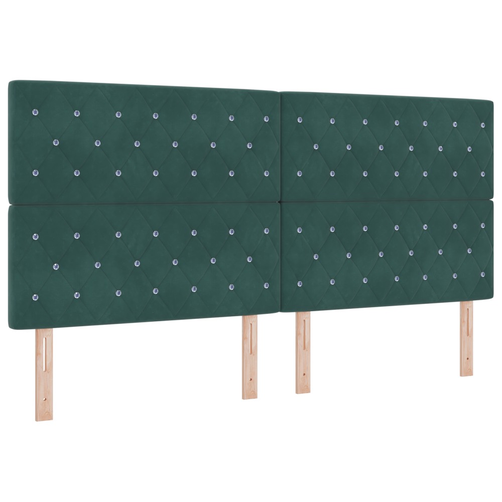 vidaXL Cap de pat LED verde închis, 100 cm, din catifea