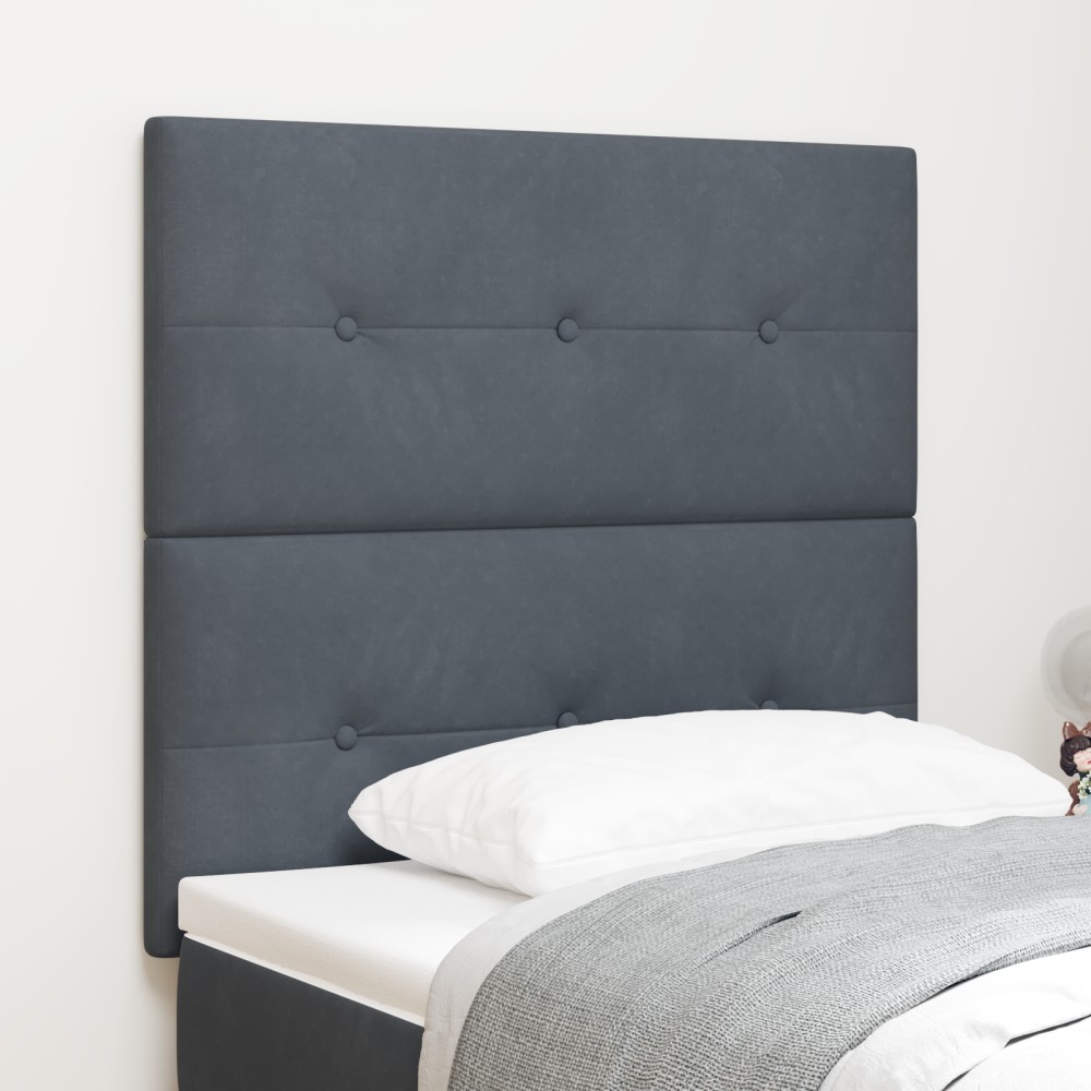 vidaXL Tăblie cap cu lumini cu bandă LED Ajustabil Gri 80 cm Catifea