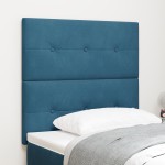 vidaXL Tăblie cap cu lumini cu bandă LED albastru 90 cm Catifea