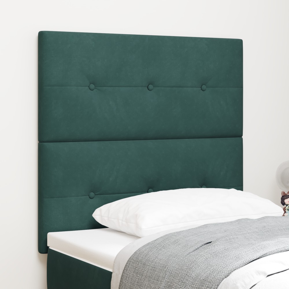 vidaXL Tête de lit LED Verde Închis 100 cm Catifea