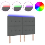vidaXL Tăblie cu LED cu lumini cu bandă LED Gri închis 160 cm țesătură vidaXL Tăblie cu LED cu lumini cu bandă LED Gri închis 160 cm țesătură
