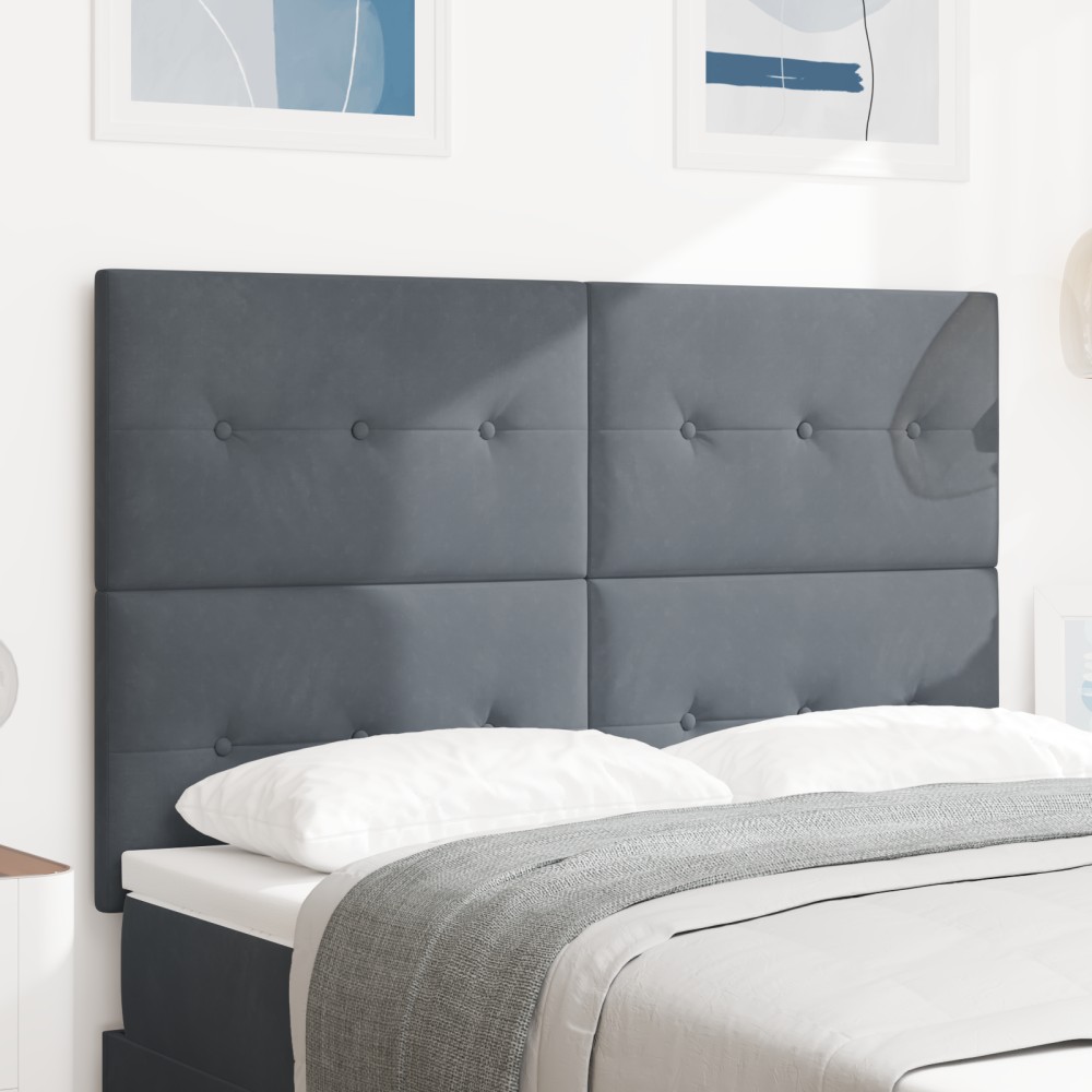 vidaXL Tăblie cap cu lumini cu bandă LED Ajustabil Gri 80 cm Catifea